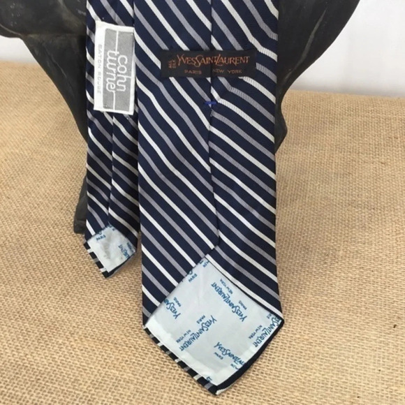Yves Saint Laurent Vintage Men’s Striped  Silk Tie - Picture 3 of 5